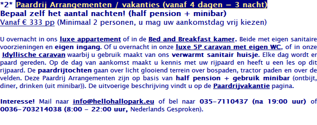 Paardrijvakantie Arrangement vanaf 3 nachten, HelloHalloPark Hongarije vakantie camping en manege paardrijden wandelen fietsen